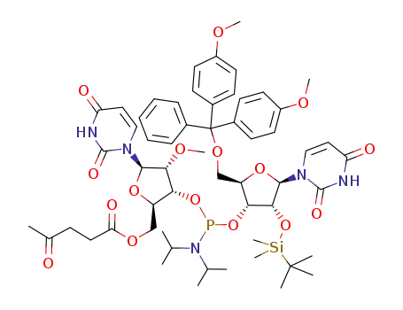 2’-O-(tert-butyldimethylsilyl)-5’-O-(4,4’-dimethoxytrityl)uridin-3’-yl 5’-O-levulinoyl-2’-O-methyluridin-3’-yl N,N-diisopropylphosphoramidite
